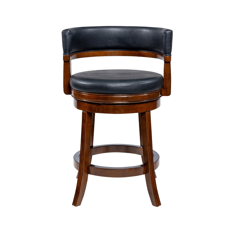 Pemberly Row Contemporary Rubberwood Swivel Counter Stool in Cappuccino