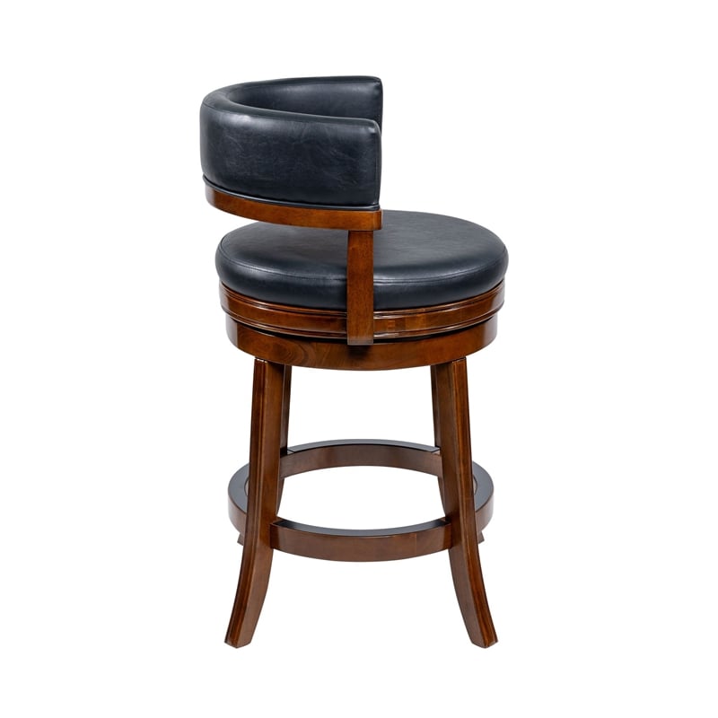 Pemberly Row Contemporary Rubberwood Swivel Counter Stool in Cappuccino