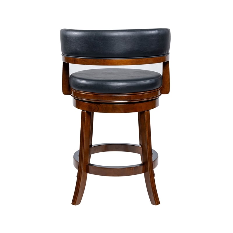 Pemberly Row Contemporary Rubberwood Swivel Counter Stool in Cappuccino