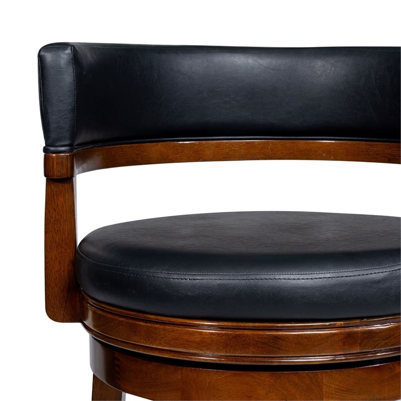 Pemberly Row Contemporary Rubberwood Swivel Counter Stool in Cappuccino