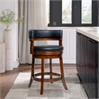 Pemberly Row Contemporary Rubberwood Swivel Counter Stool in Cappuccino