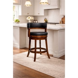 Pemberly Row Contemporary Rubberwood Swivel Counter Stool in Cappuccino