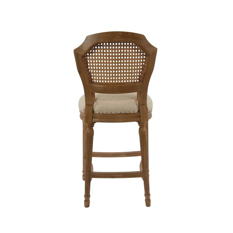 Pemberly Row Rubberwood Stationary Bar Stool in Tan and Natural