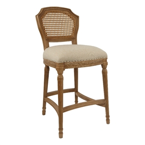 Pemberly Row Rubberwood Stationary Bar Stool in Tan and Natural