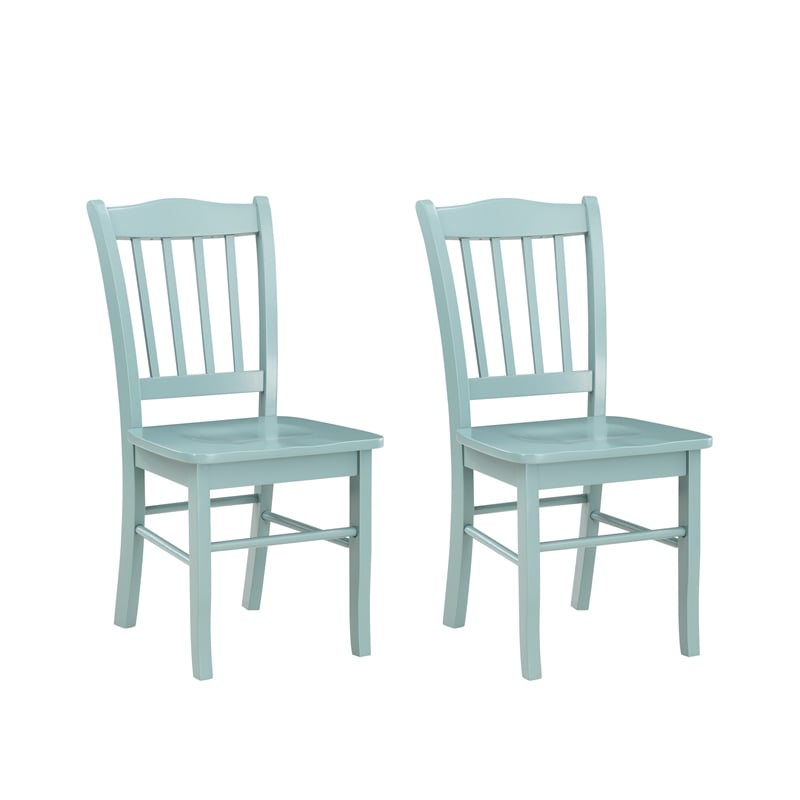 Pemberly Row Rubberwood Dining Chairs (Set of 2) in Aspen Valley Blue