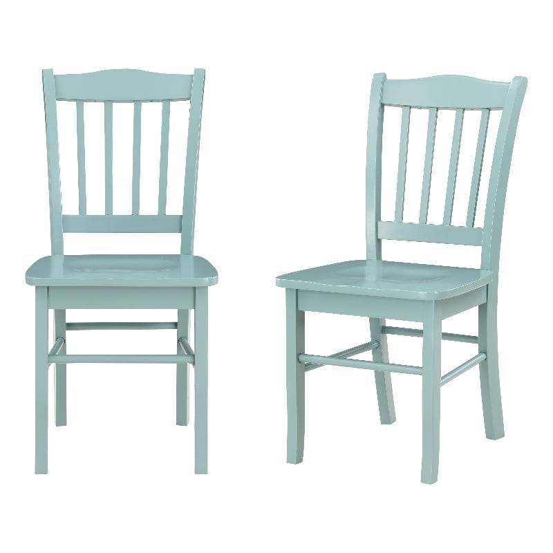 Pemberly Row Rubberwood Dining Chairs (Set of 2) in Aspen Valley Blue