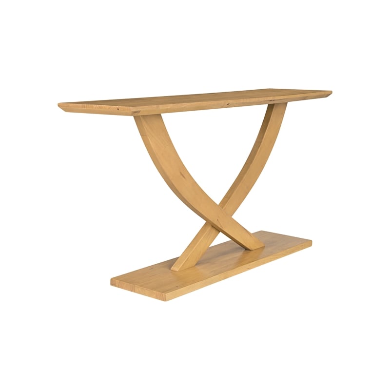 Pemberly Row Acacia Wood Console Table with Pedestal Base in Honeycomb
