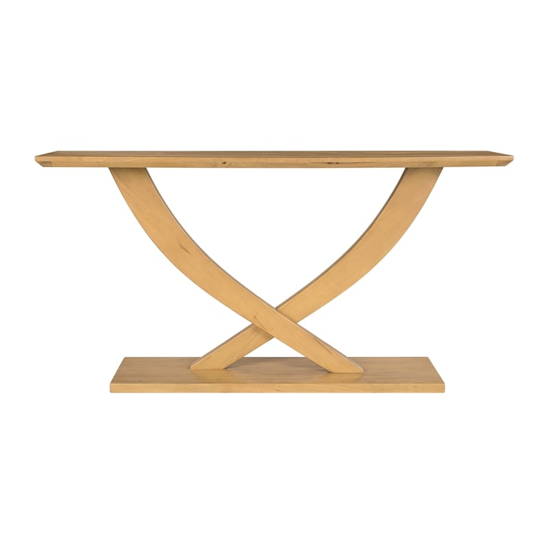Pemberly Row Acacia Wood Console Table with Pedestal Base in Honeycomb