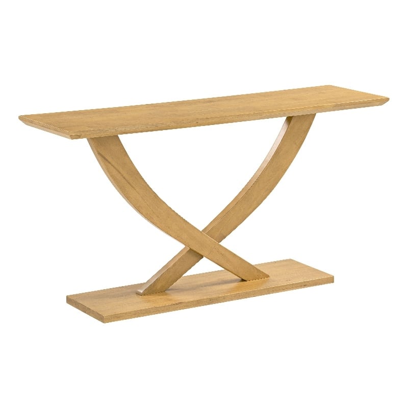 Pemberly Row Acacia Wood Console Table with Pedestal Base in Honeycomb