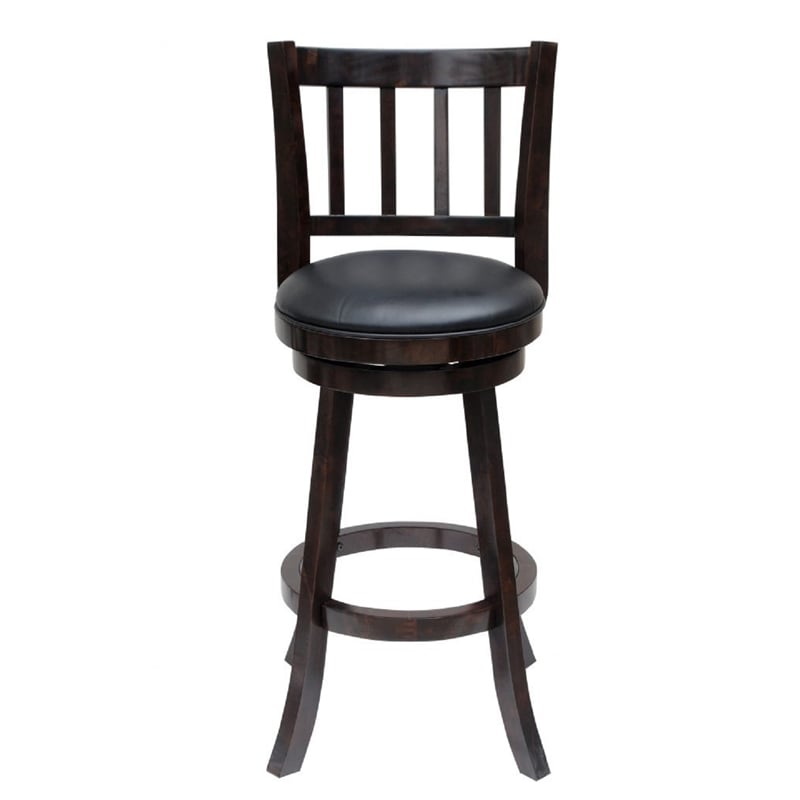 Pemberly Row Rubberwood Swivel Bar Stool (Set of 2) in Cappuccino