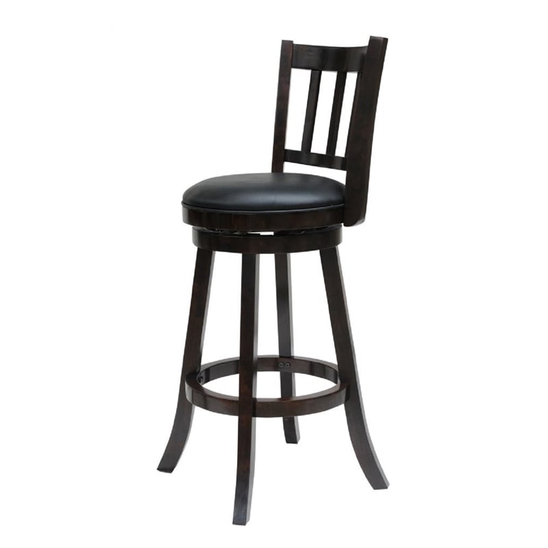 Pemberly Row Rubberwood Swivel Bar Stool (Set of 2) in Cappuccino