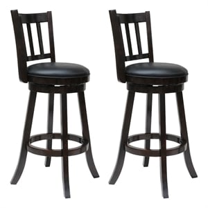 Pemberly Row Rubberwood Swivel Bar Stool (Set of 2) in Cappuccino