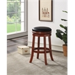 Pemberly Row Rubberwood Backless Swivel Bar Stool with Foam Cushion in Cherry