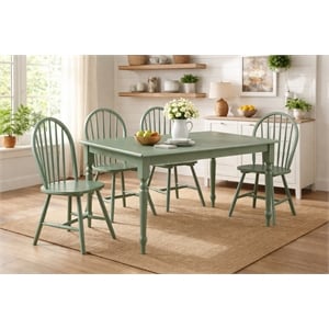 Pemberly Row 5 Piece Rubberwood Dining Set in Equestrian Green