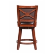 Pemberly Row Rubberwood Swivel Counter Stool with Tufted Back in Cherry