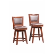 Pemberly Row Rubberwood Swivel Counter Stool with Tufted Back in Cherry