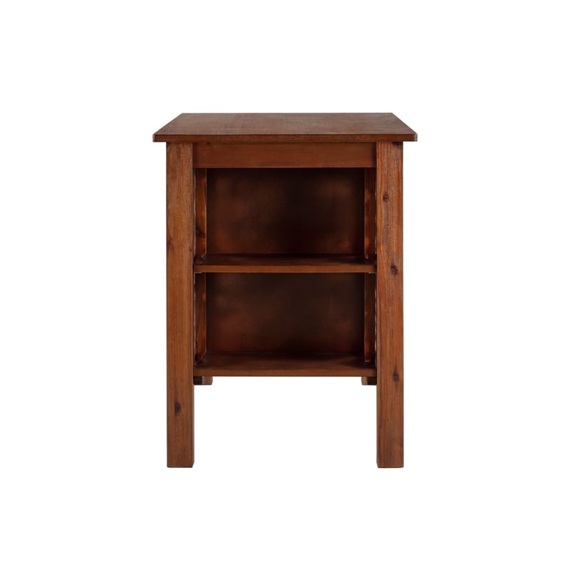 Pemberly Row Acacia Wood Dining Table with Storage Shelves in Chestnut