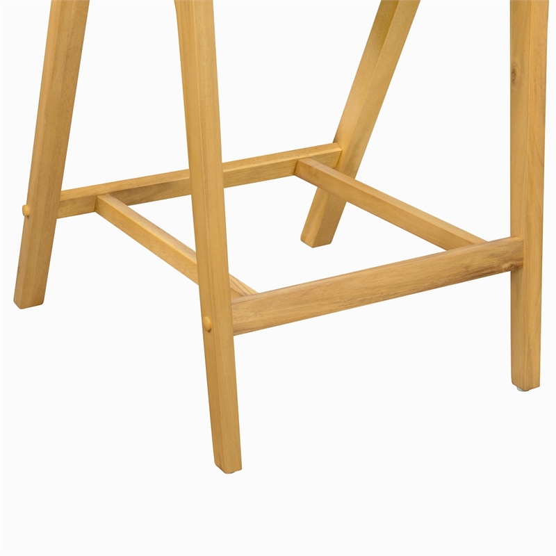 Pemberly Row Acacia Wood and Rope Bar Stool in Tan and Honeycomb