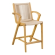 Pemberly Row Acacia Wood and Rope Bar Stool in Tan and Honeycomb