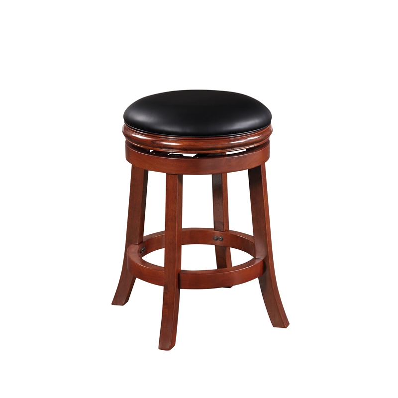 Pemberly Row Contemporary Backless Swivel Counter Stool in Cherry