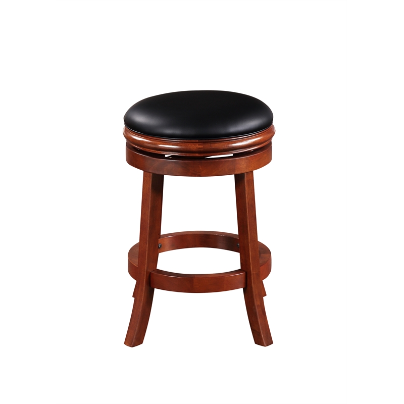 Pemberly Row Contemporary Backless Swivel Counter Stool in Cherry