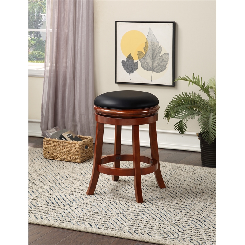 Pemberly Row Contemporary Backless Swivel Counter Stool in Cherry