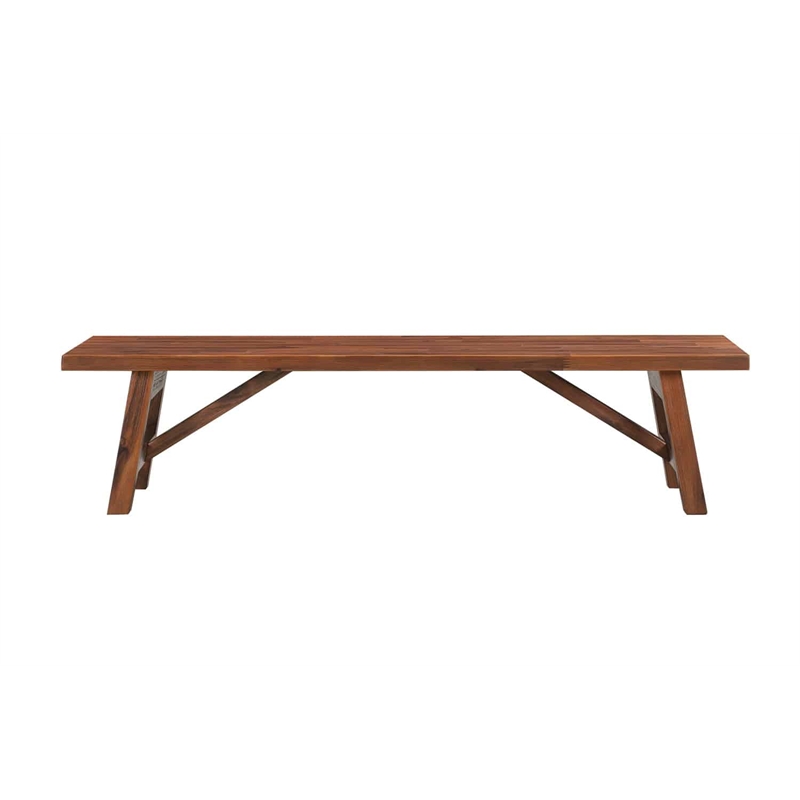 Pemberly Row Contemporary Acacia Wood Accent Plant Table in Chestnut