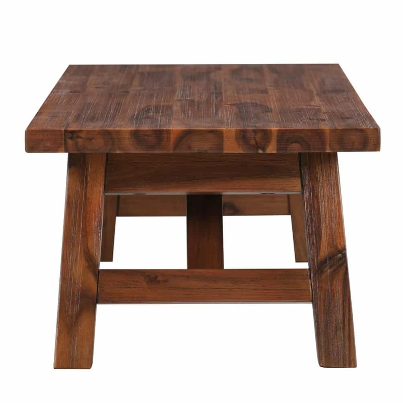 Pemberly Row Contemporary Acacia Wood Accent Plant Table in Chestnut