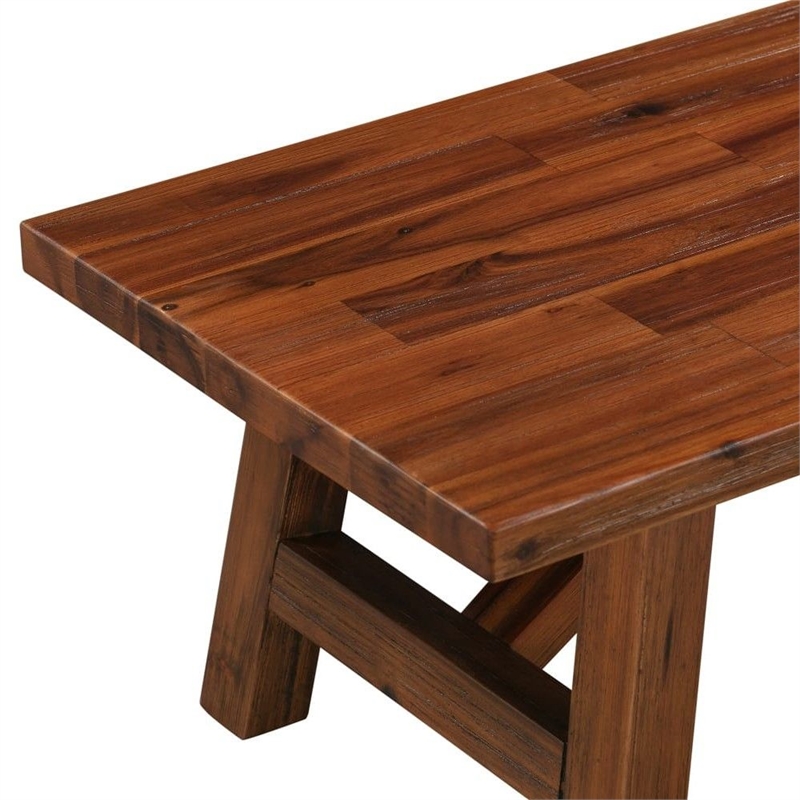 Pemberly Row Contemporary Acacia Wood Accent Plant Table in Chestnut