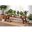 Pemberly Row Contemporary Acacia Wood Accent Plant Table in Chestnut