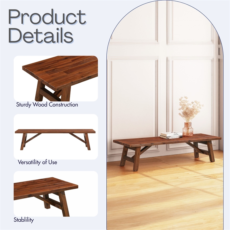 Pemberly Row Contemporary Acacia Wood Accent Plant Table in Chestnut