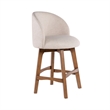 Pemberly Row Contemporary Upholstered Swivel Counter Stool in Natural
