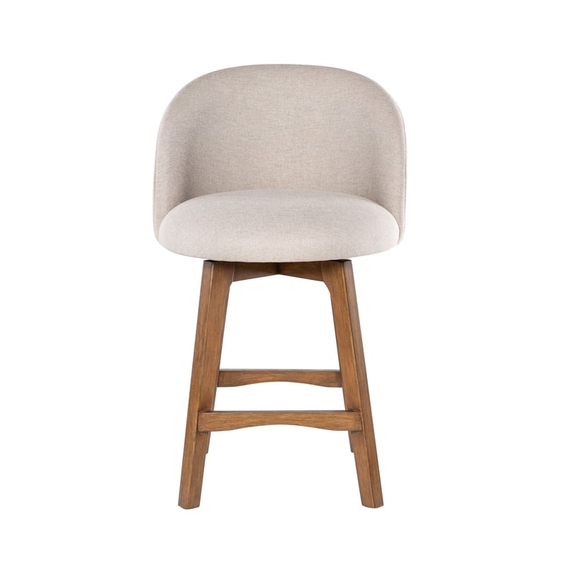 Pemberly Row Contemporary Upholstered Swivel Counter Stool in Natural