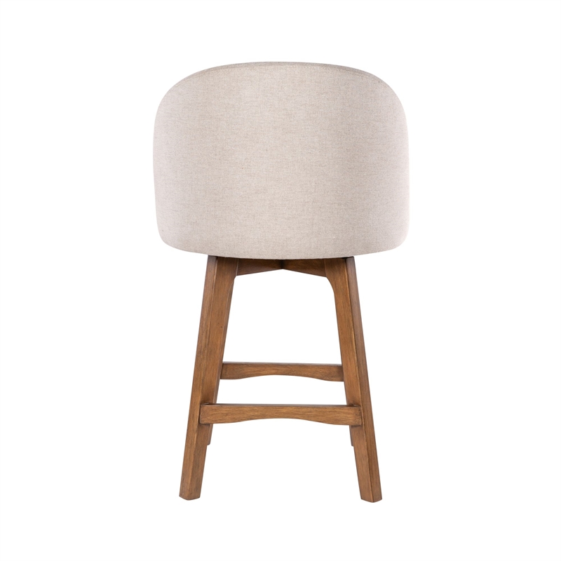 Pemberly Row Contemporary Upholstered Swivel Counter Stool in Natural