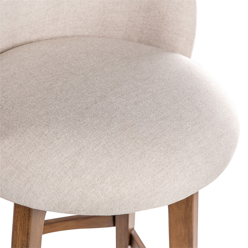 Pemberly Row Contemporary Upholstered Swivel Counter Stool in Natural
