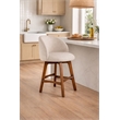 Pemberly Row Contemporary Upholstered Swivel Counter Stool in Natural