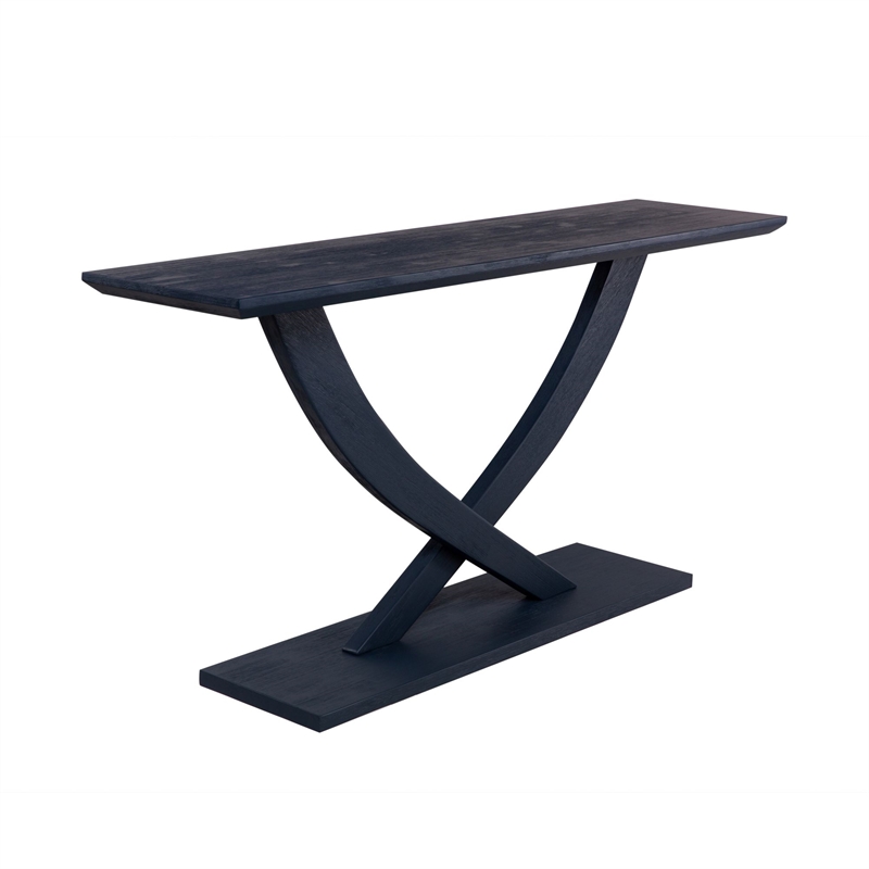 pemberly row contemporary acacia wood console table in navy blue