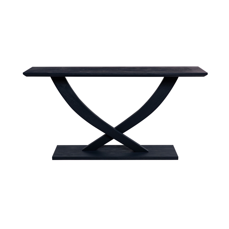 pemberly row contemporary acacia wood console table in navy blue