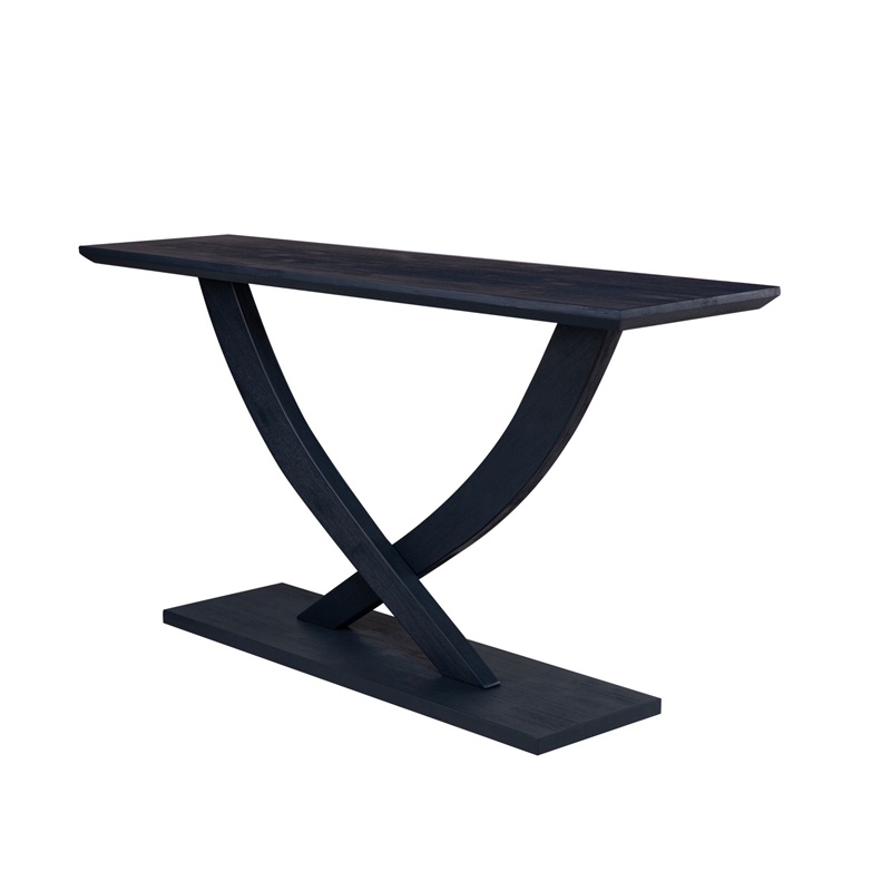 pemberly row contemporary acacia wood console table in navy blue