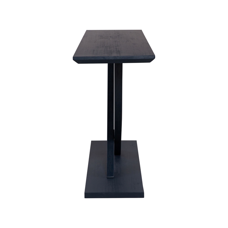 pemberly row contemporary acacia wood console table in navy blue