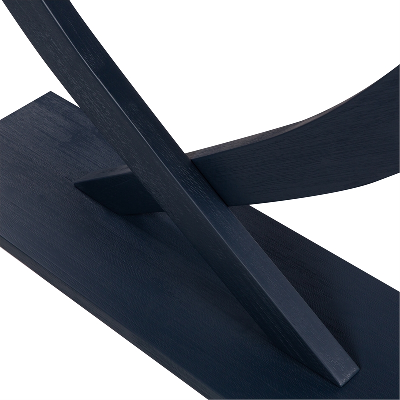 pemberly row contemporary acacia wood console table in navy blue
