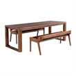 Pemberly Row Contemporary 3-Piece Rubberwood Dining Set in Chestnut