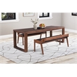 Pemberly Row Contemporary 3-Piece Rubberwood Dining Set in Chestnut