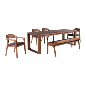 Pemberly Row Contemporary 6-Piece Dining Set with Armchairs in Chestnut