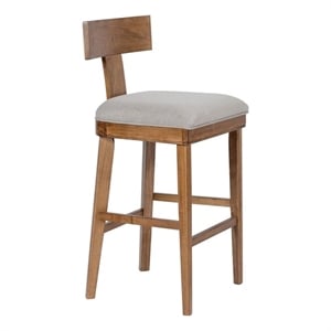 Pemberly Row Upholstered Bar Stool with Curved Back in Rubberwood