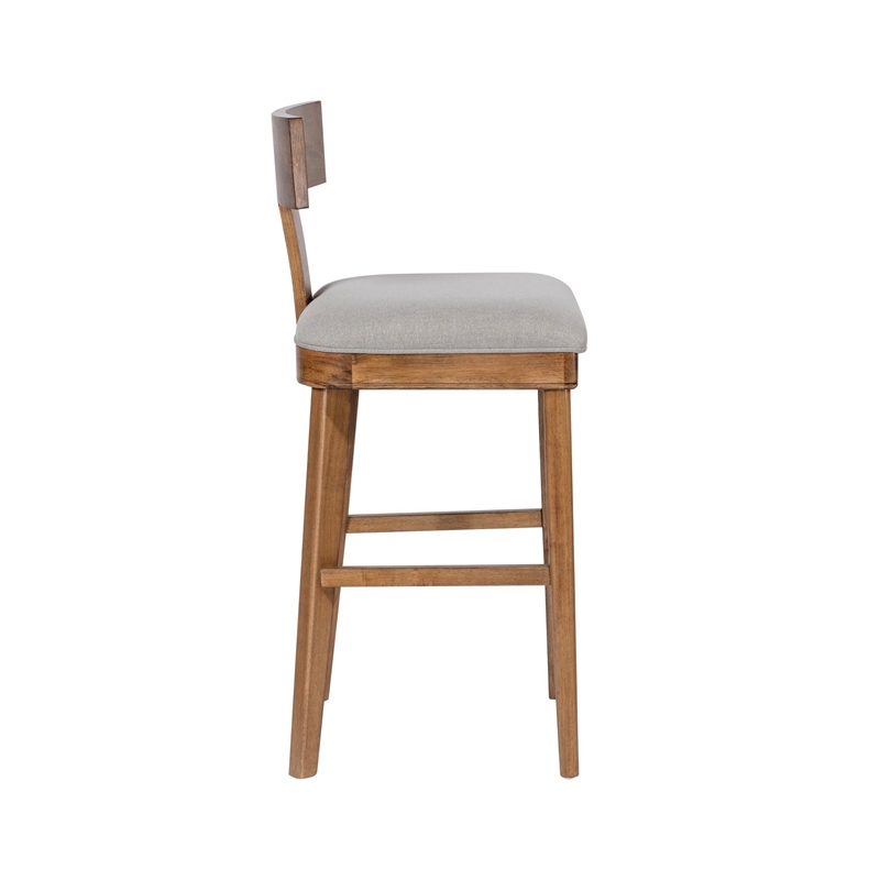 Pemberly Row Upholstered Bar Stool with Curved Back in Rubberwood