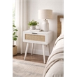 Pemberly Row Contemporary End Table with Cane Door in Zebrano Whitewash