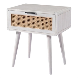 Pemberly Row Contemporary End Table with Cane Door in Zebrano Whitewash