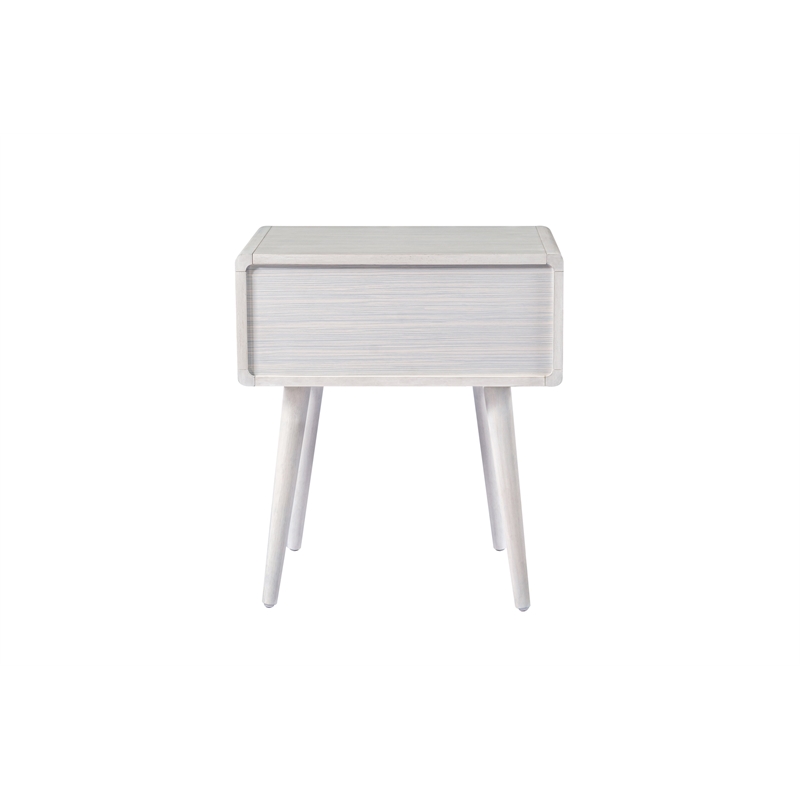 Pemberly Row Contemporary End Table with Cane Door in Zebrano Whitewash