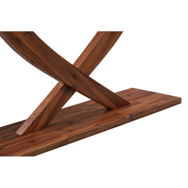 Pemberly Row Mid-Century Acacia Wood Console Table in Warm Chestnut